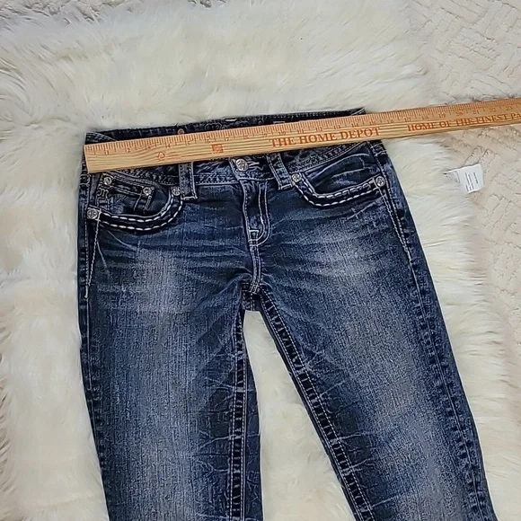 Miss Me Jeans Signature Skinny Floral Stitching Size 28 - Picture 7 of 9